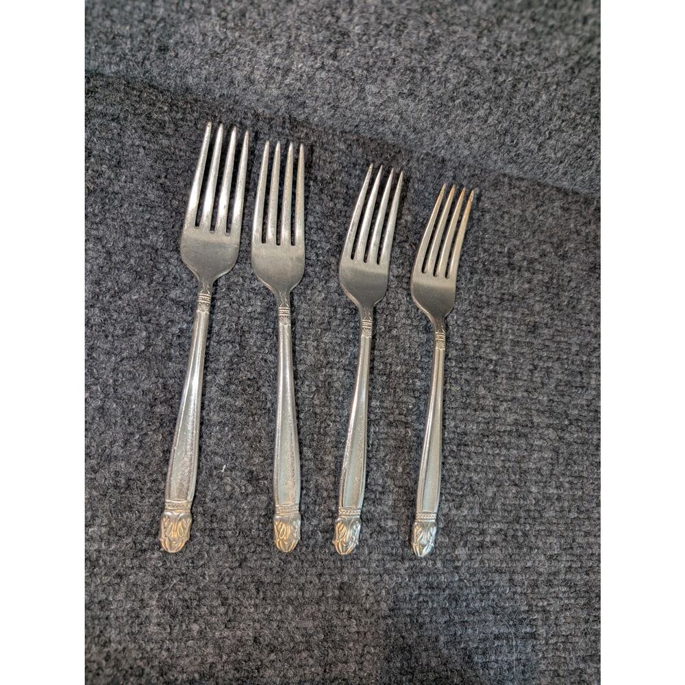 Vintage Holmes & Edwards Danish Princess Pattern Inlaid IS Set of 4 Forks